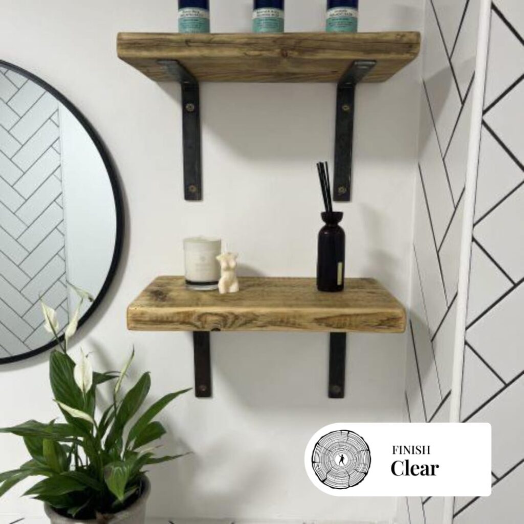 ANDERSON - Rustic Reclaimed Wood Shelf with Aged Steel Brackets