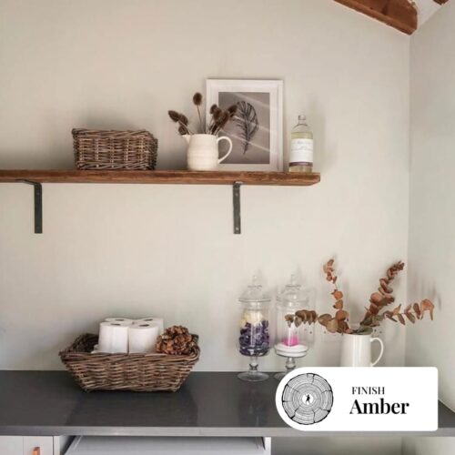 ANDERSON - Rustic Reclaimed Wood Shelf with Aged Steel Brackets