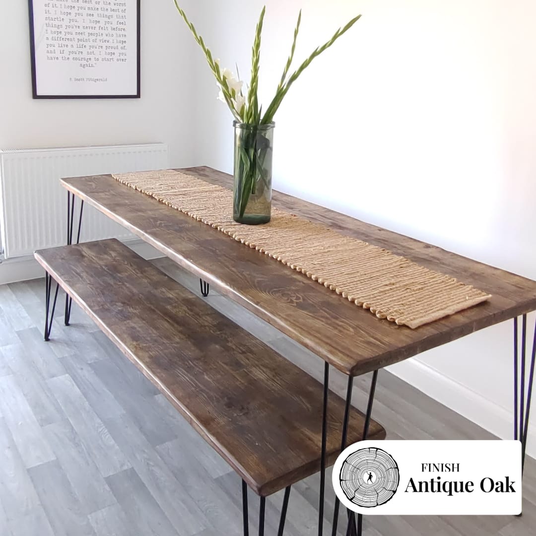 VANGUARD - Rustic Dining Table With Industrial Legs- Made From Reclaimed Wood-For Indoor Or Outdoor Use