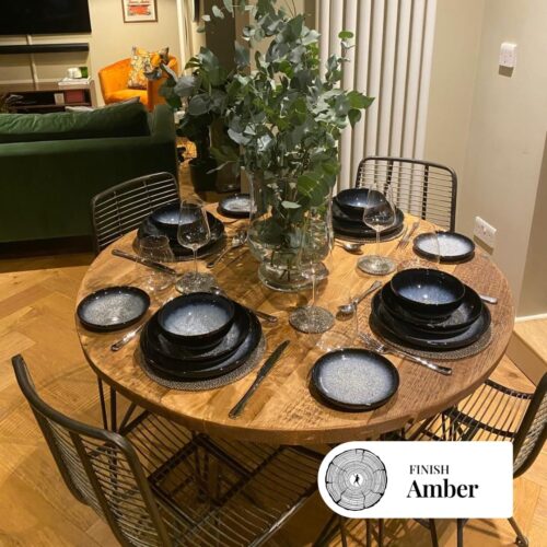 ALFIE - Rustic Round Dining Table With Hairpin Legs- Made From Reclaimed Wood-For Indoor Or Outdoor Use