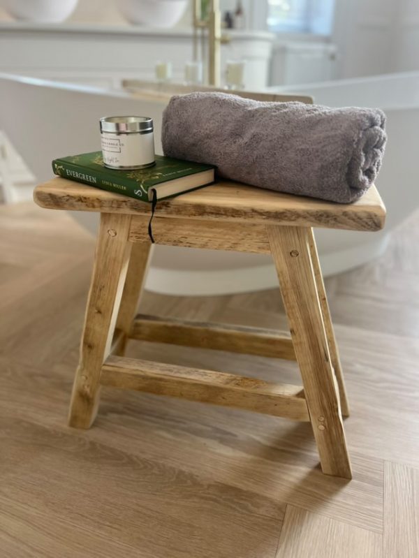 MERRYOAK - Rustic Stool Made From Reclaimed Wood- Milking Stool- Rustic Bench