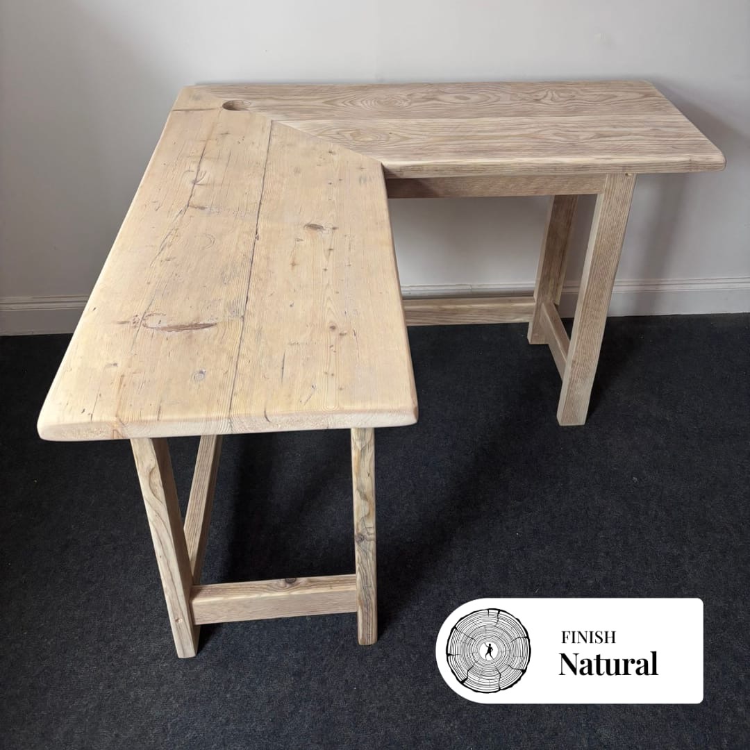 VICTORIA-Rustic Corner Desk- Handmade From Reclaimed Aged Wood -For Home or Office
