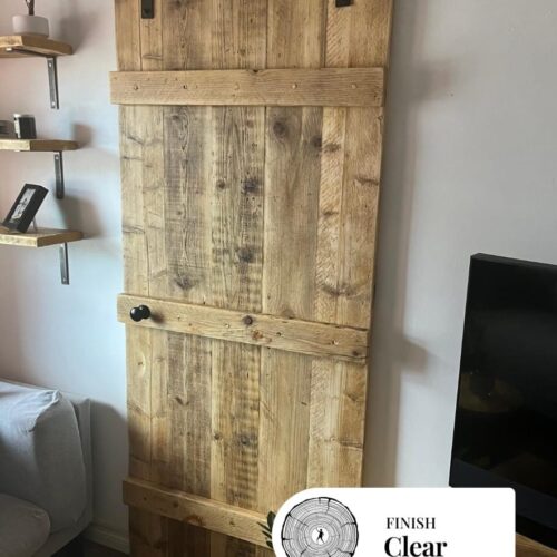 BISHOPSTOKE - Rustic Sliding Barn Door- Made From Reclaimed Wood- Farmhouse Style Door with Industrial Steel Runner