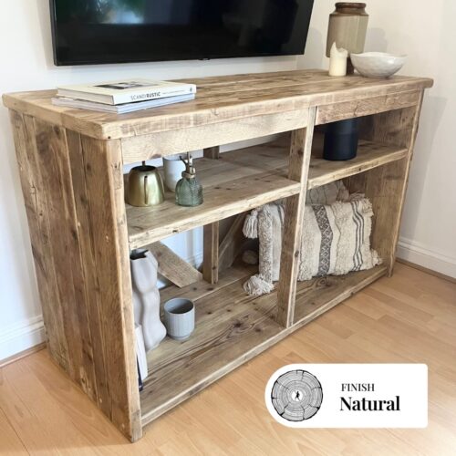 MILTON - Rustic Reclaimed Wood Console Table- Rustic TV Unit-Solid Wood Sideboard- Rustic Bookcase