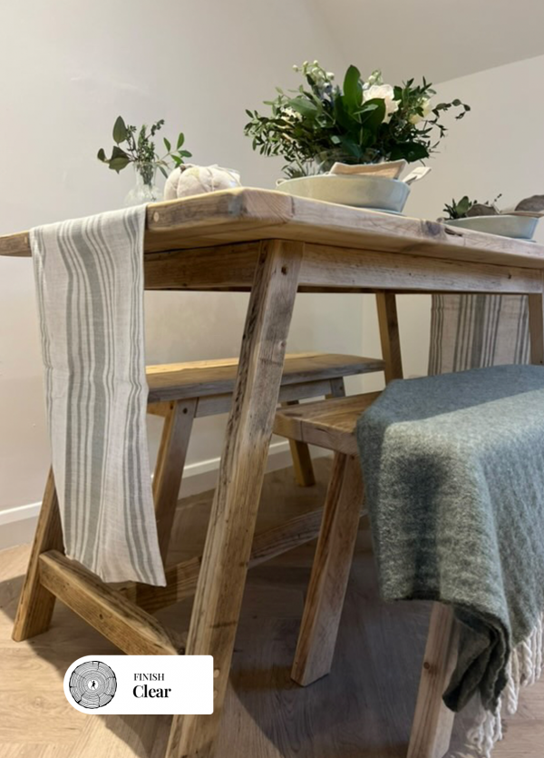 BITTERNE- Rustic Dining Table- Breadboard Table- Farmhouse Rustic Table Made From Reclaimed Wood-Rustic Garden Table