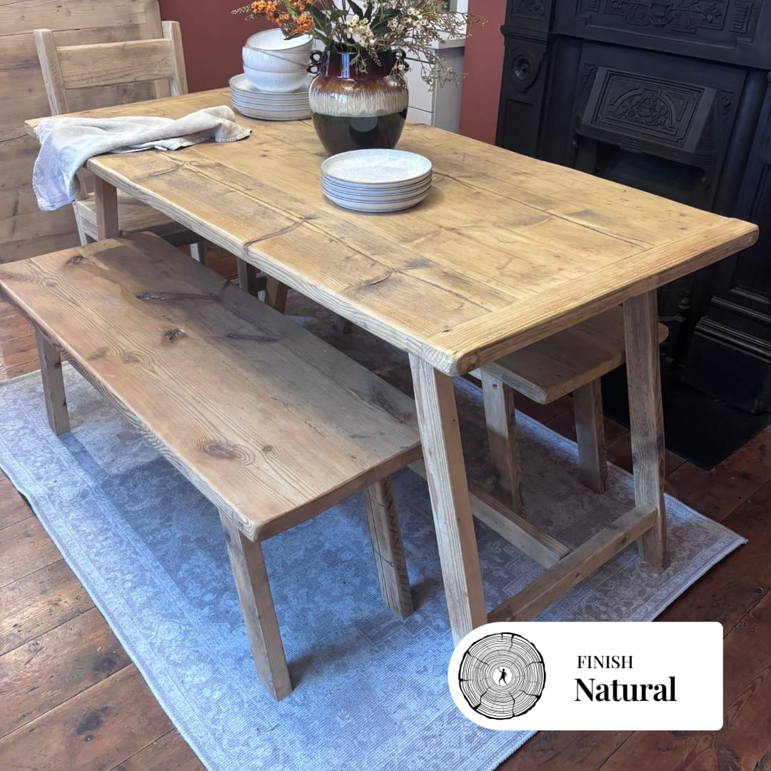BITTERNE- Rustic Dining Table- Breadboard Table- Farmhouse Rustic Table Made From Reclaimed Wood-Rustic Garden Table