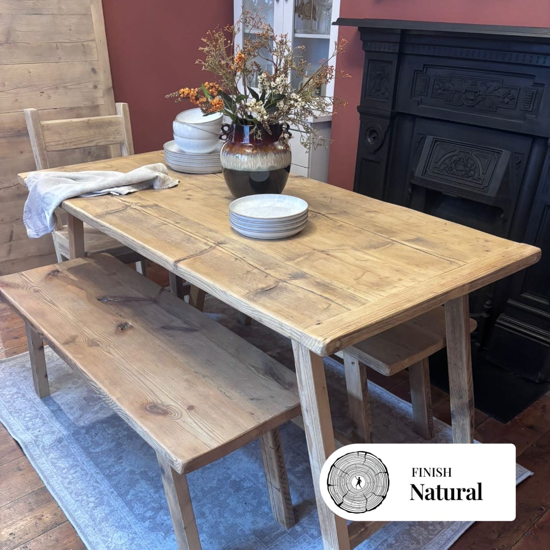 BITTERNE- Rustic Dining Table- Breadboard Table- Farmhouse Rustic Table Made From Reclaimed Wood-Rustic Garden Table