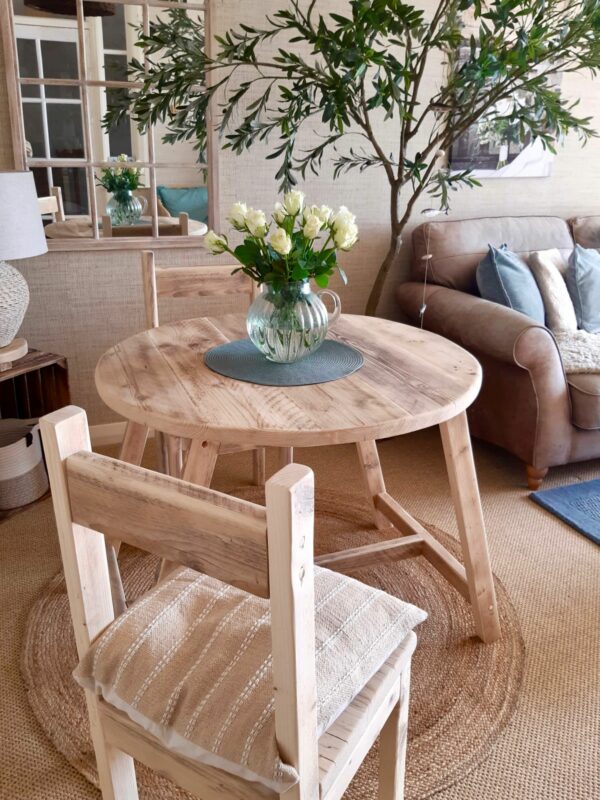 COBBETT- Rustic Round Dining Table- Solid Reclaimed Wood Round Table- For Indoor Or Outdoor Use-Garden Use