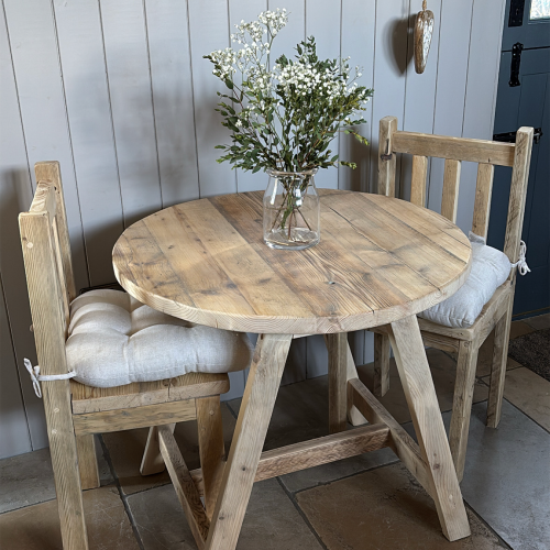 COBBETT- Rustic Round Dining Table- Solid Reclaimed Wood Round Table- For Indoor Or Outdoor Use-Garden Use