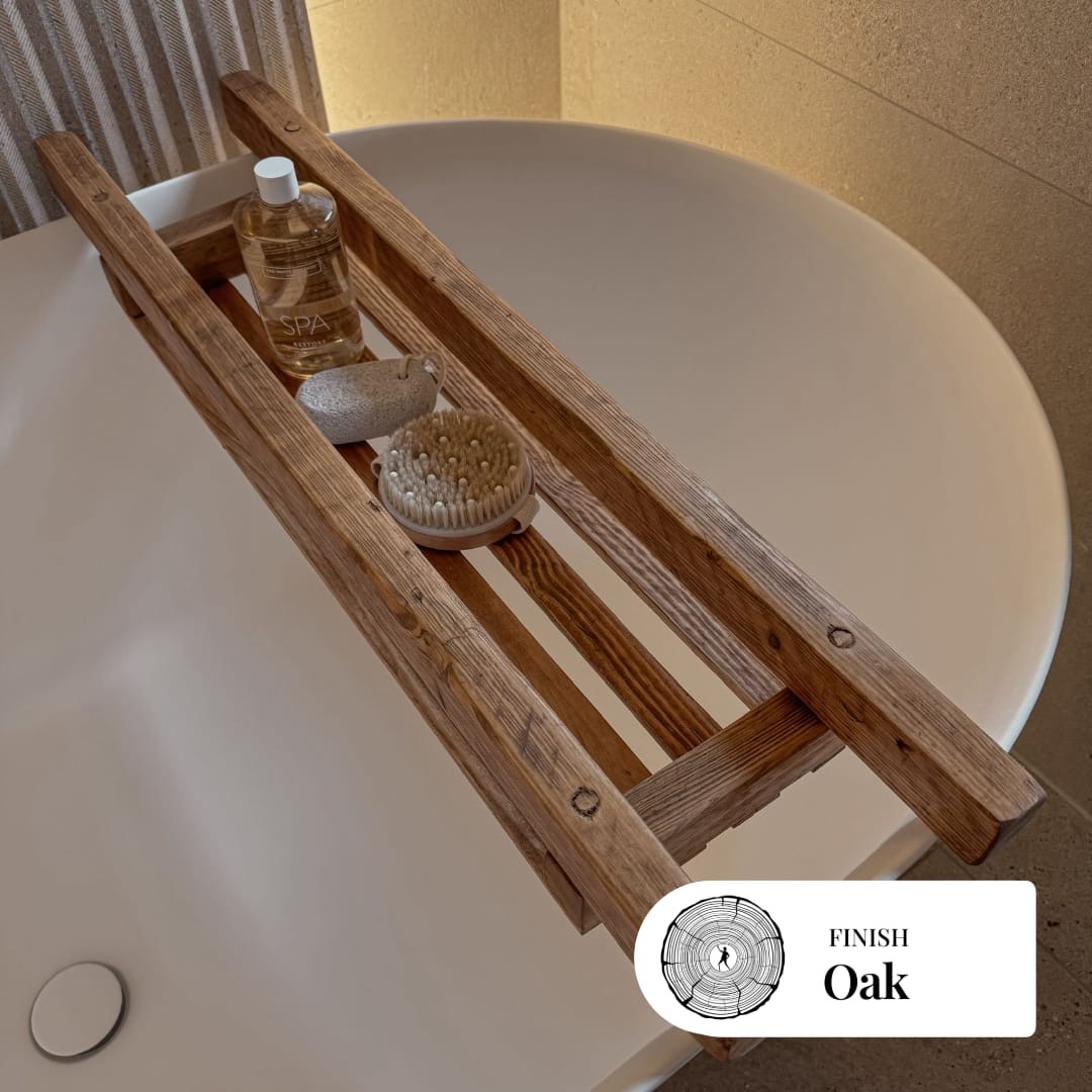 DENMEAD- Rustic Bath Caddy- Reclaimed Wooden Bath Tray- Bath Board