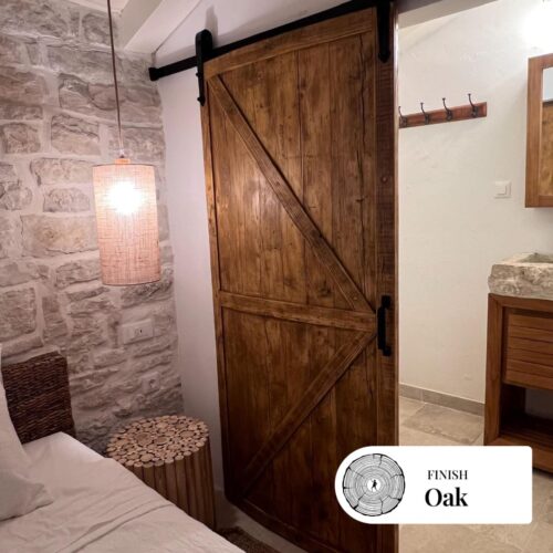 HAREFIELD- Rustic Sliding Barn Door- Made From Reclaimed Wood- Farmhouse Style Door with Industrial Steel Runner