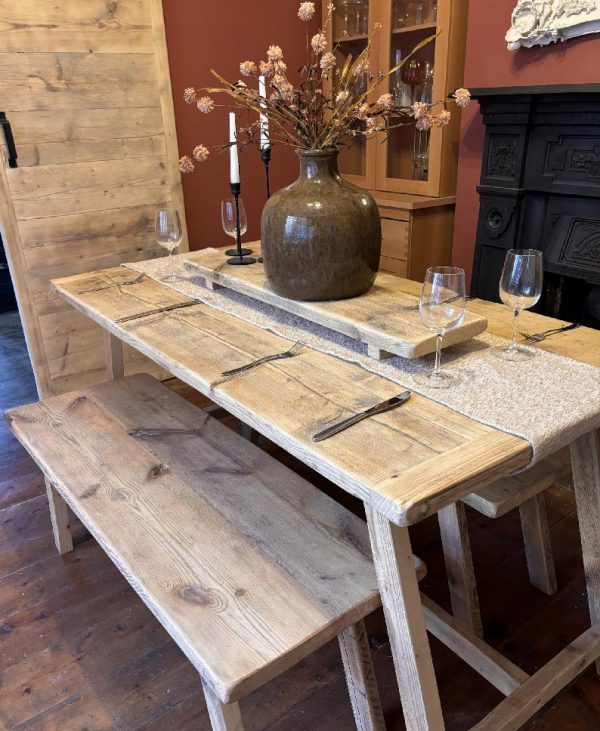BITTERNE- Rustic Dining Table- Breadboard Table- Farmhouse Rustic Table Made From Reclaimed Wood-Rustic Garden Table