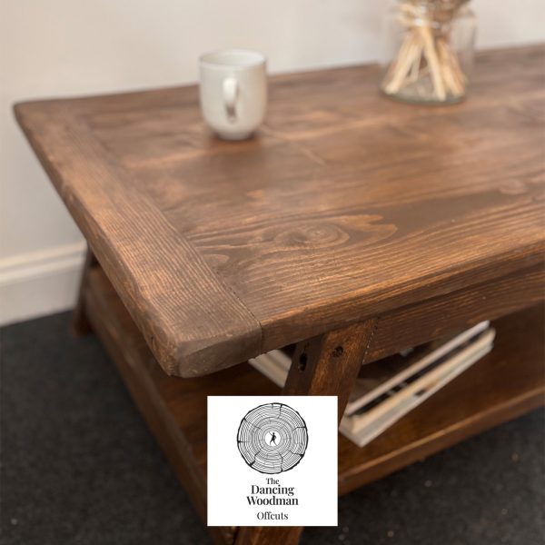 GLENFIELD-Rustic Reclaimed Coffee Table 130x68cm Antique Oak
