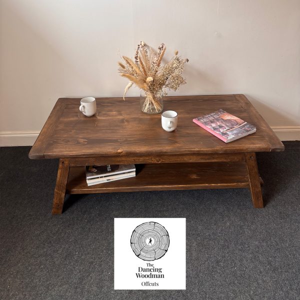 GLENFIELD-Rustic Reclaimed Coffee Table 130x68cm Antique Oak