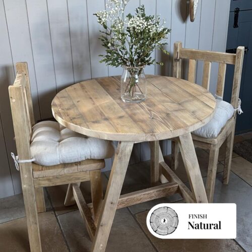 COBBETT- Rustic Round Dining Table- Solid Reclaimed Wood Round Table- For Indoor Or Outdoor Use-Garden Use