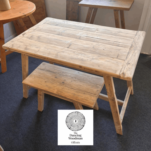 BITTERNE-Rustic Table 110x70cm and Bench Natural Finish
