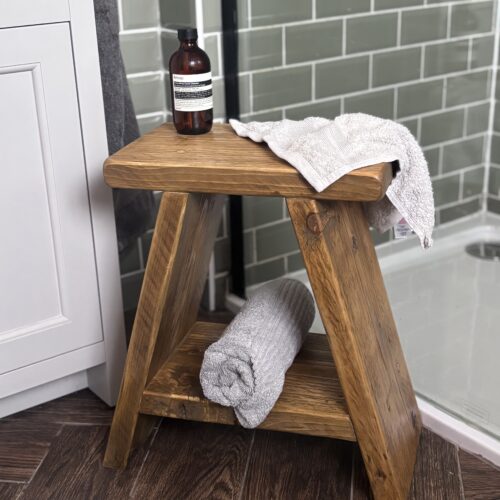 ILFRACOMBE - Rustic Stool Made From Reclaimed Wood- Milking Stool- Rustic Bench