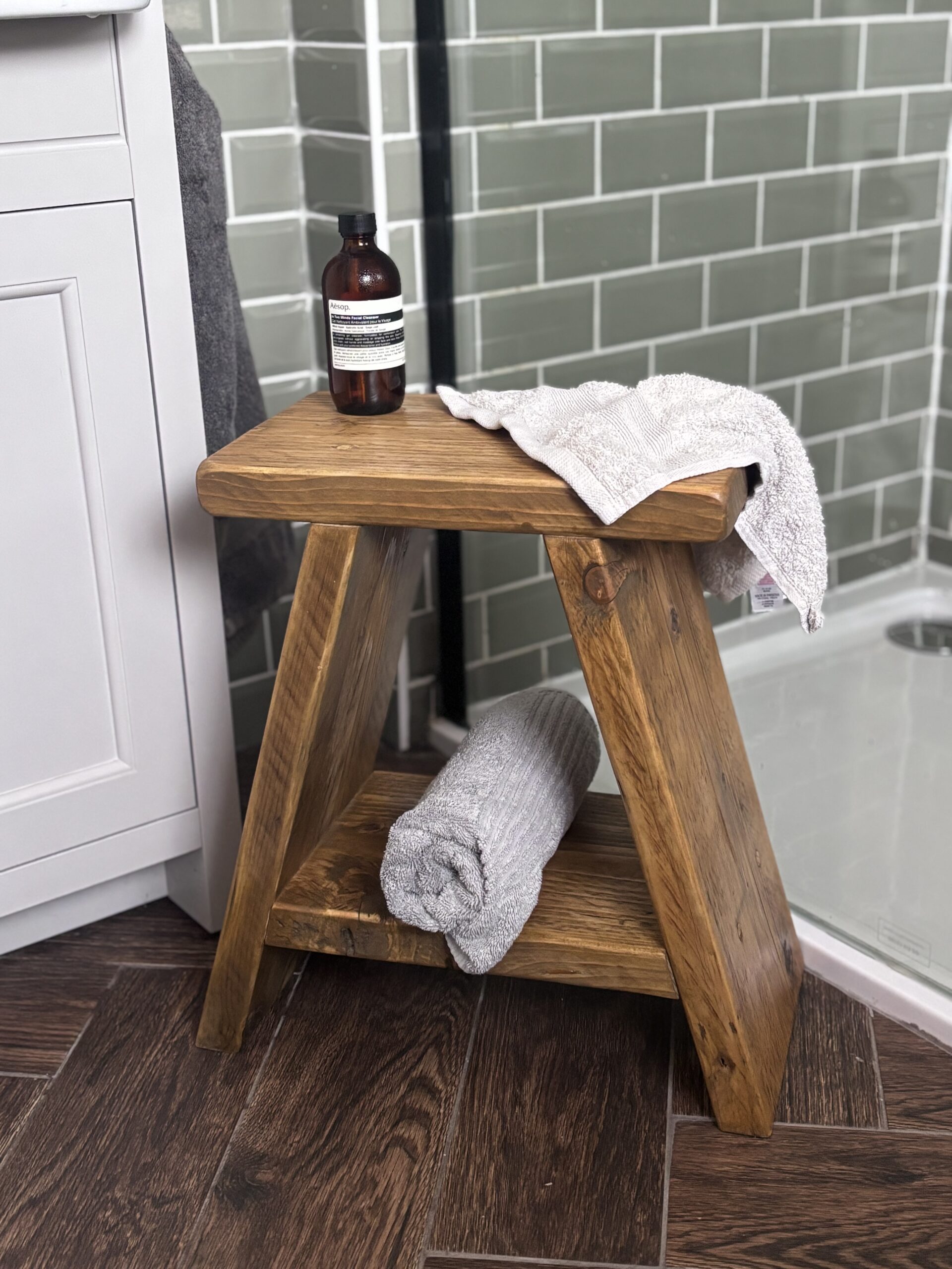 ILFRACOMBE - Rustic Stool Made From Reclaimed Wood- Milking Stool- Rustic Bench