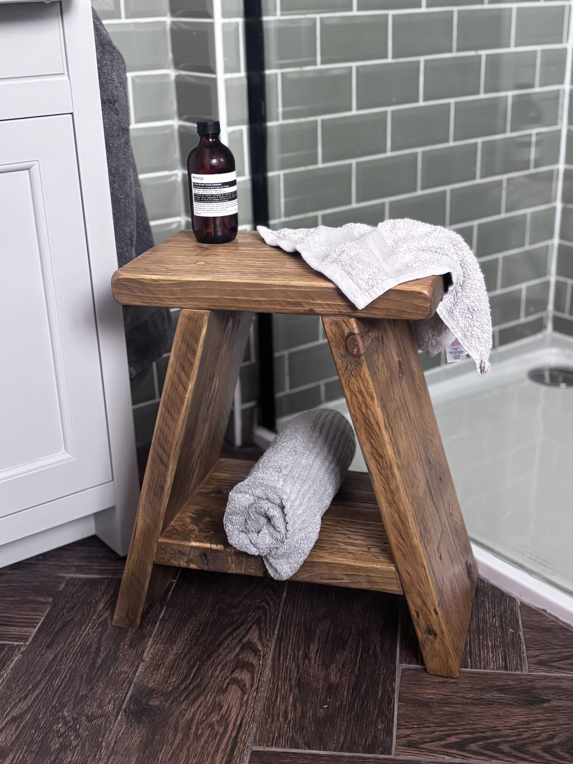 ILFRACOMBE - Rustic Stool Made From Reclaimed Wood- Milking Stool- Rustic Bench