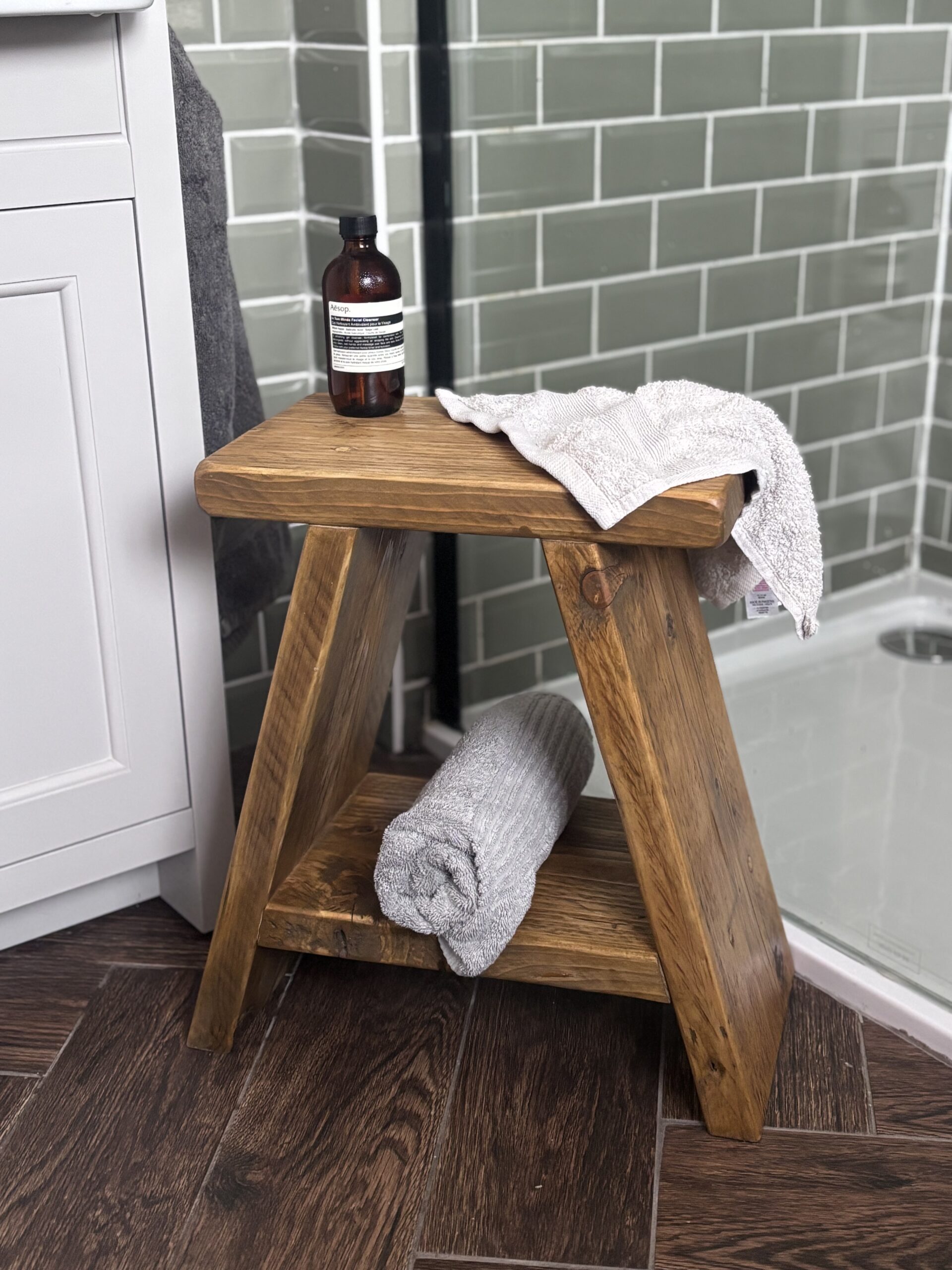 ILFRACOMBE - Rustic Stool Made From Reclaimed Wood- Milking Stool- Rustic Bench
