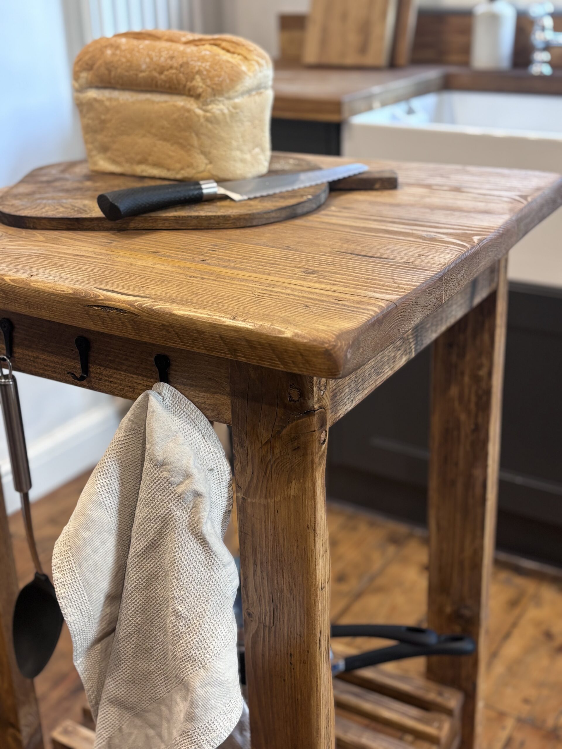 ROSE- Rustic Butchers Block-Worktop Made From Reclaimed Wood- Farmhouse Style Kitchen Island Block