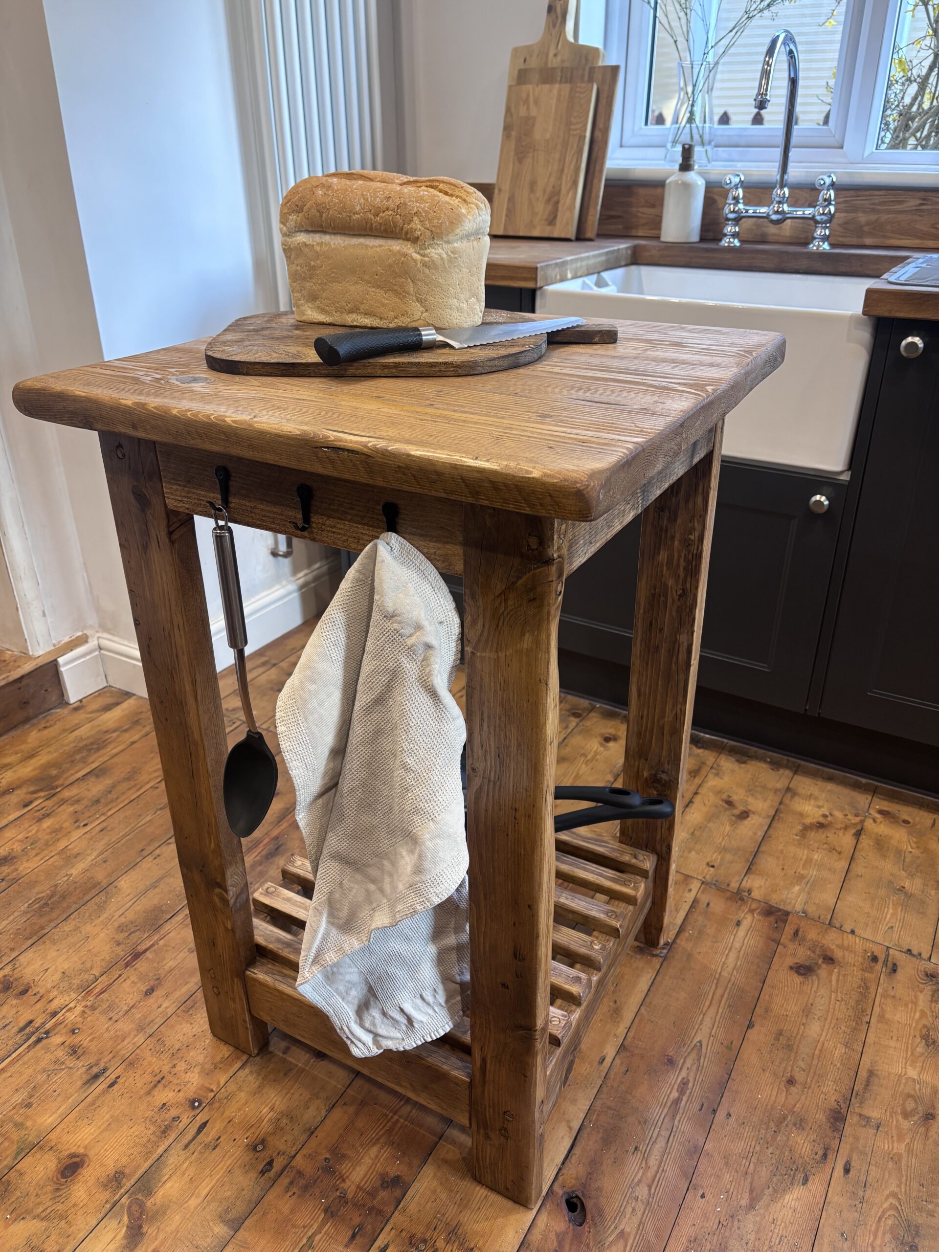 ROSE- Rustic Butchers Block-Worktop Made From Reclaimed Wood- Farmhouse Style Kitchen Island Block