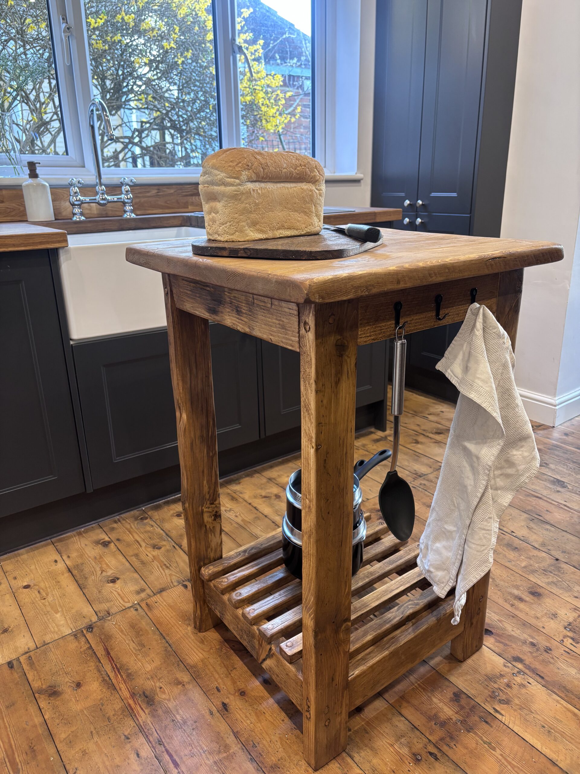 ROSE- Rustic Butchers Block-Worktop Made From Reclaimed Wood- Farmhouse Style Kitchen Island Block