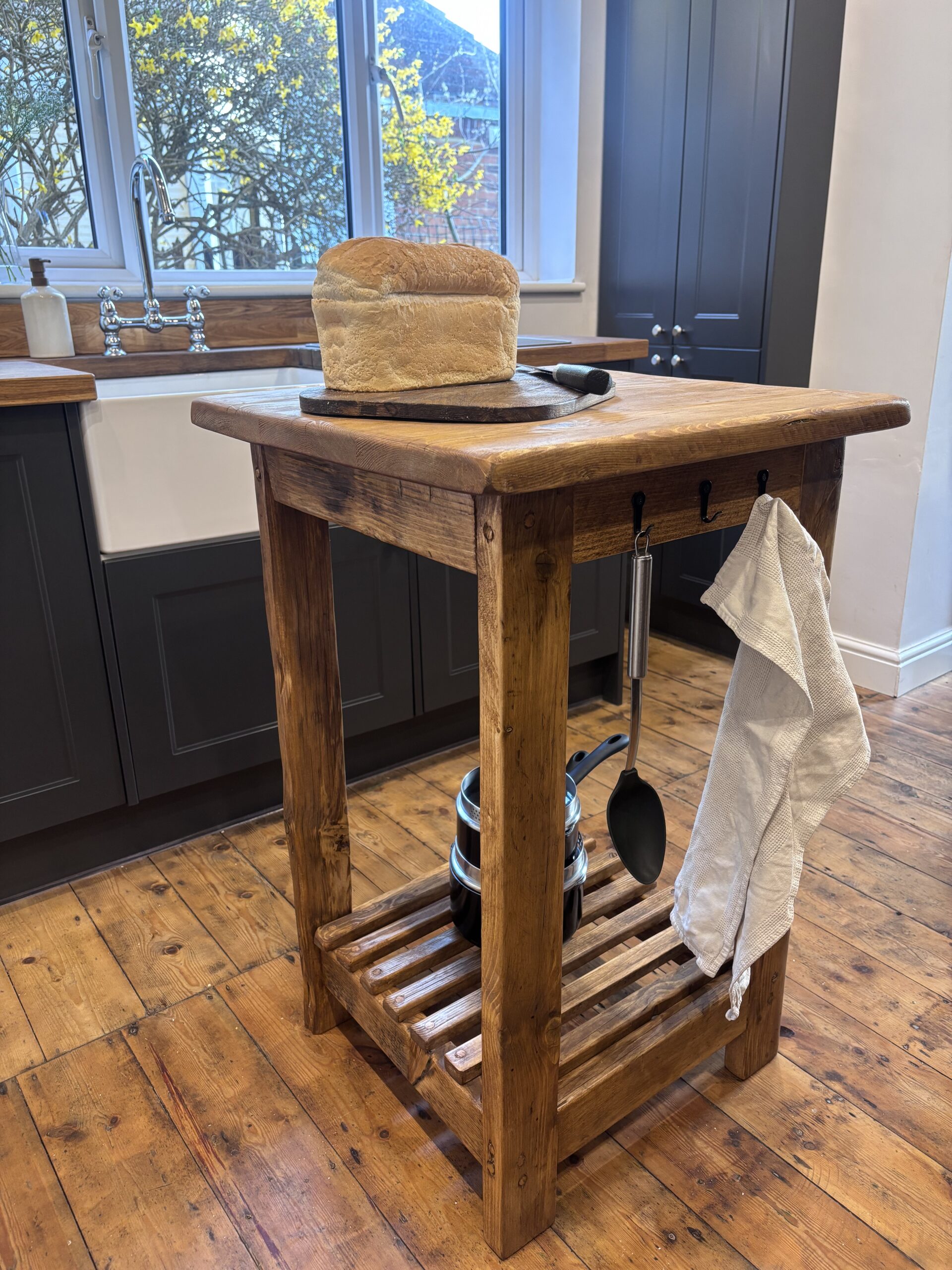 ROSE- Rustic Butchers Block-Worktop Made From Reclaimed Wood- Farmhouse Style Kitchen Island Block