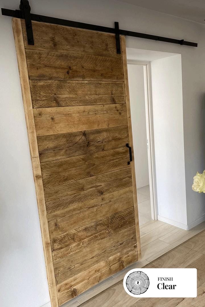 LYTHAM - Rustic Sliding Barn Door- Made From Reclaimed Wood- Farmhouse Style Door with Industrial Steel Runner