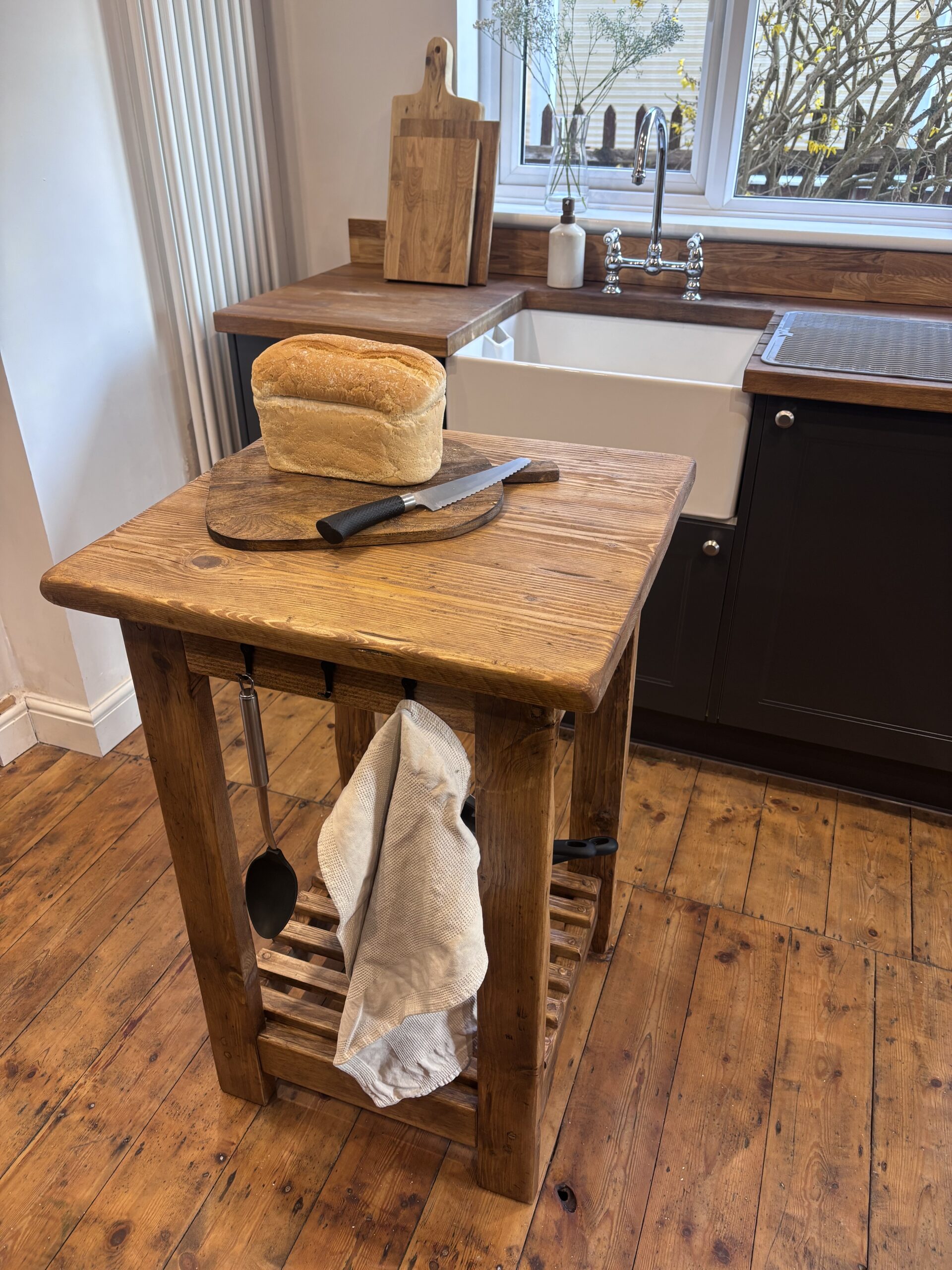 ROSE- Rustic Butchers Block-Worktop Made From Reclaimed Wood- Farmhouse Style Kitchen Island Block