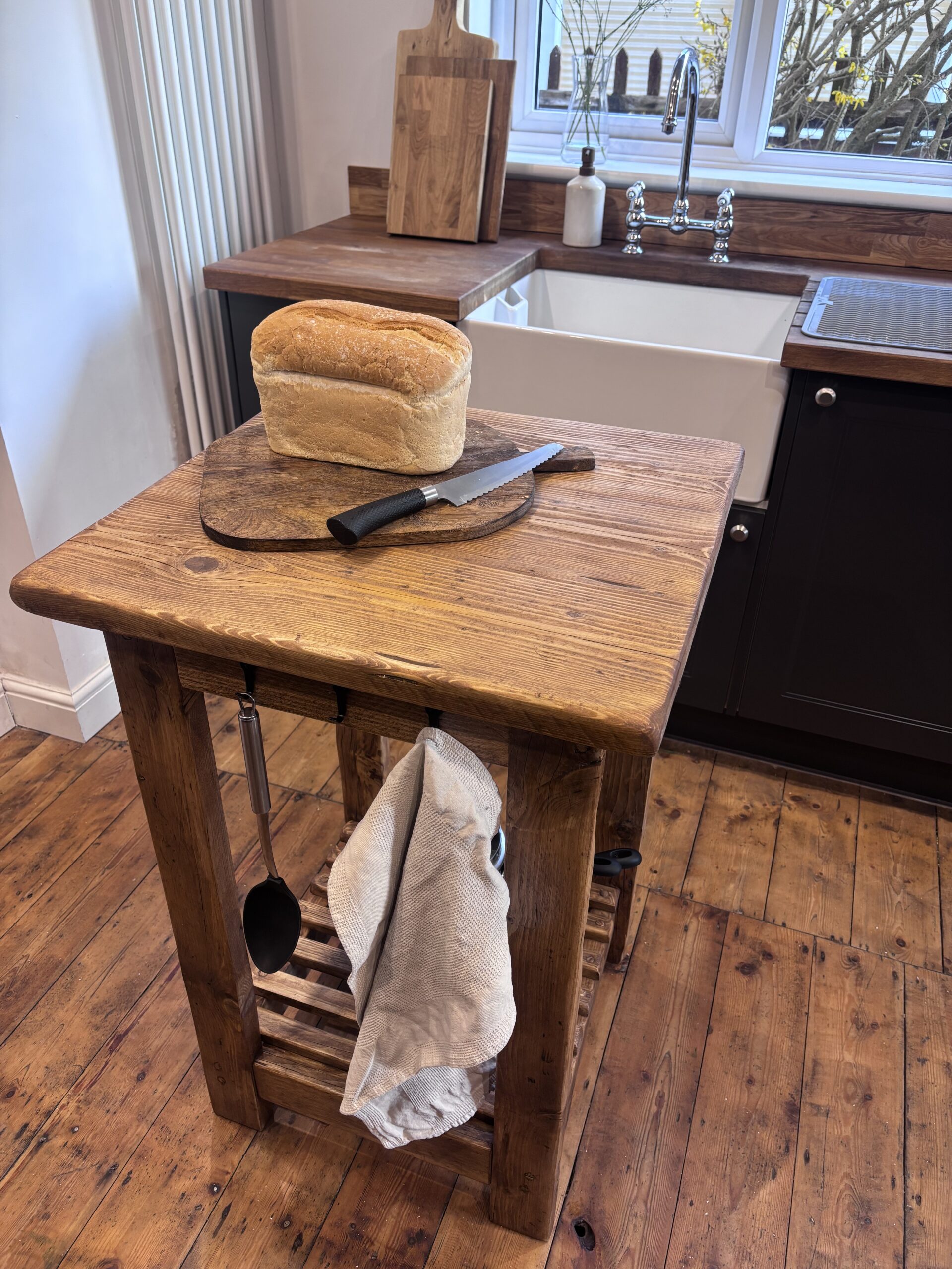 ROSE- Rustic Butchers Block-Worktop Made From Reclaimed Wood- Farmhouse Style Kitchen Island Block
