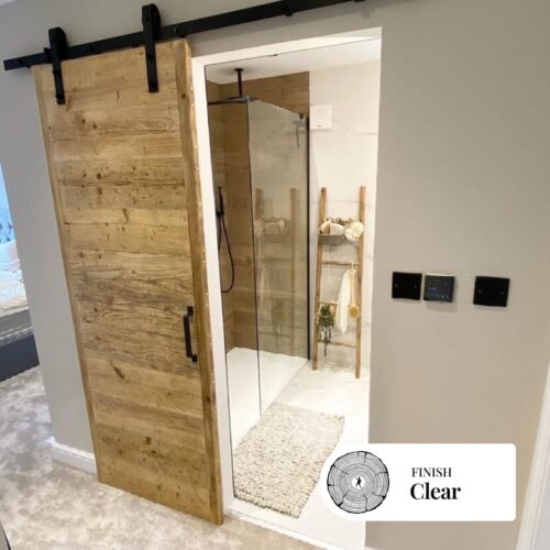 LYTHAM - Rustic Sliding Barn Door- Made From Reclaimed Wood- Farmhouse Style Door with Industrial Steel Runner