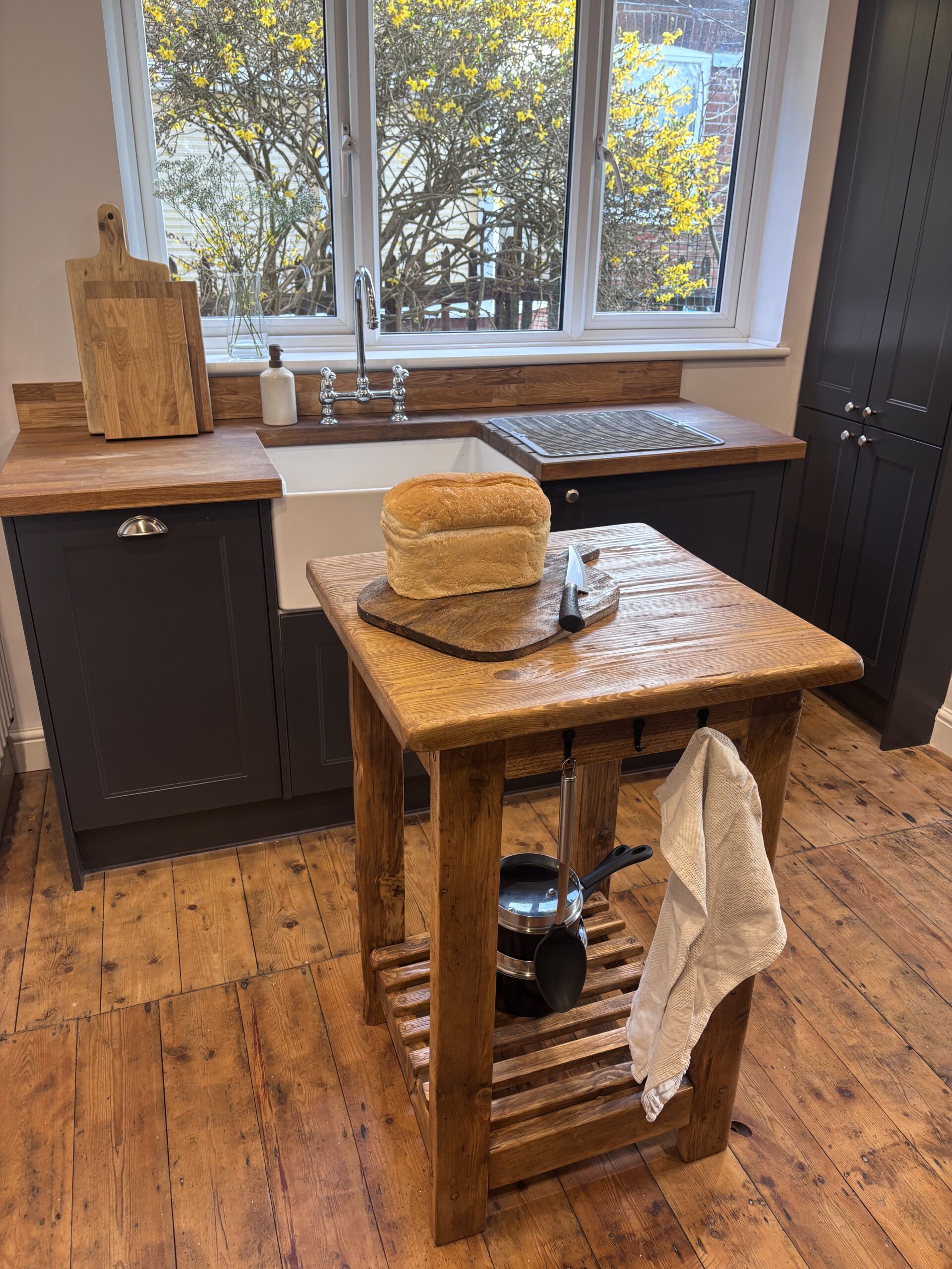 ROSE- Rustic Butchers Block-Worktop Made From Reclaimed Wood- Farmhouse Style Kitchen Island Block