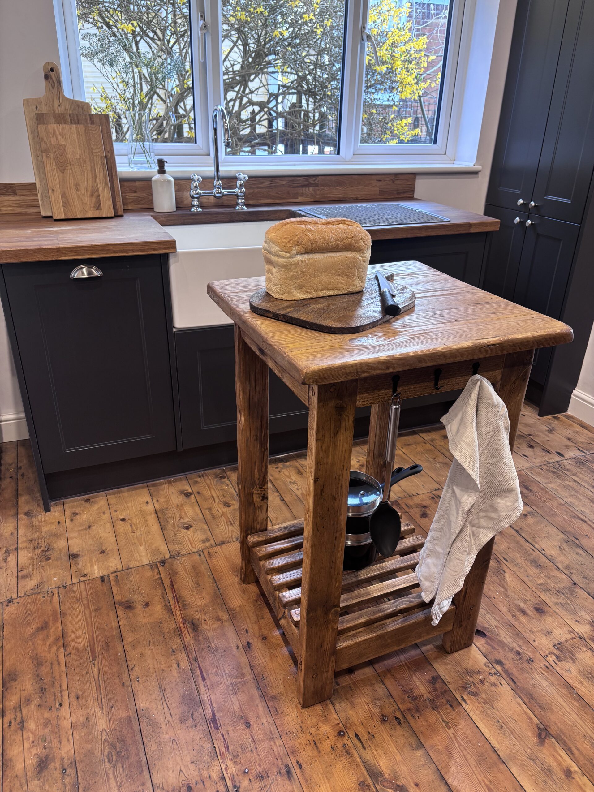 ROSE- Rustic Butchers Block-Worktop Made From Reclaimed Wood- Farmhouse Style Kitchen Island Block