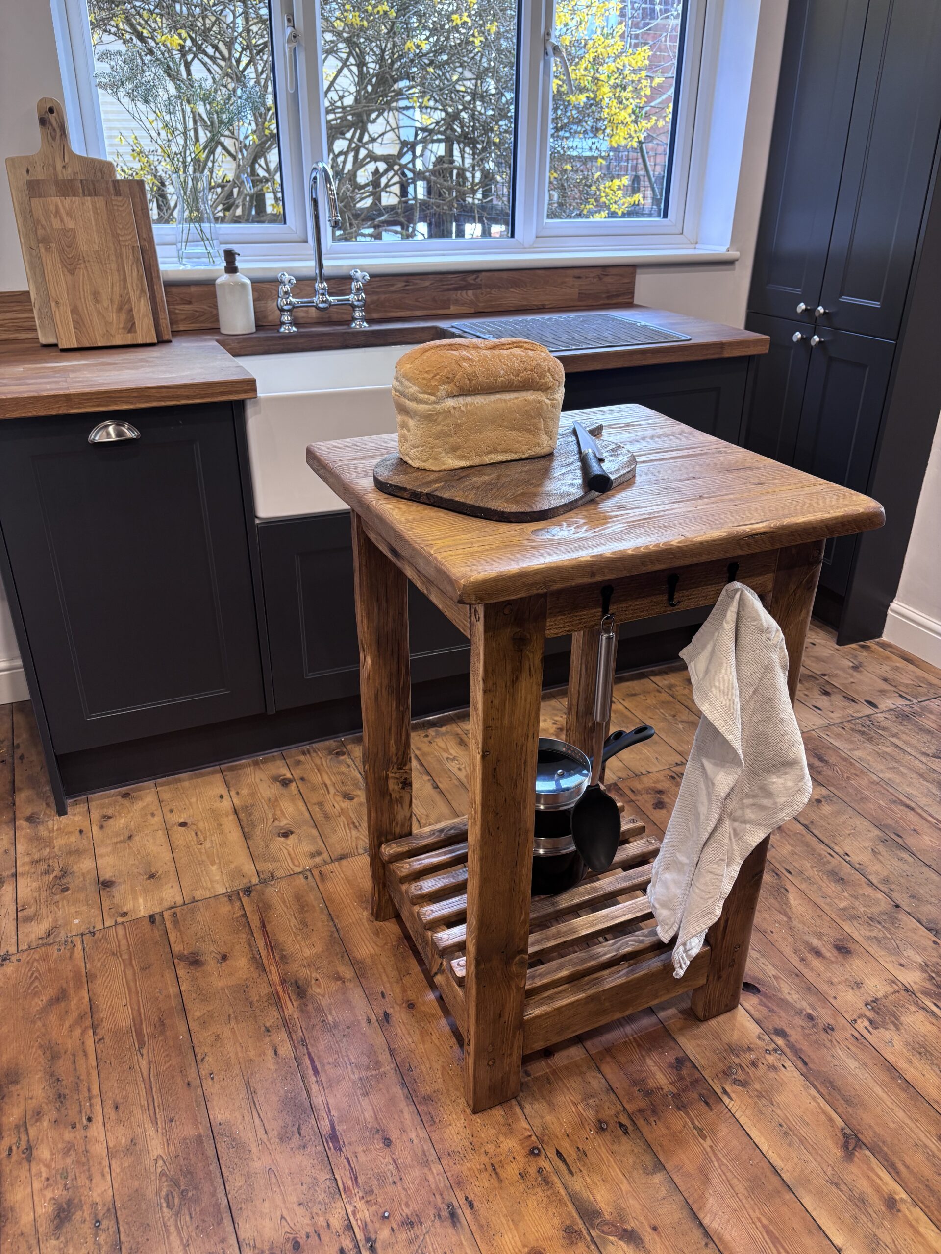 ROSE- Rustic Butchers Block-Worktop Made From Reclaimed Wood- Farmhouse Style Kitchen Island Block