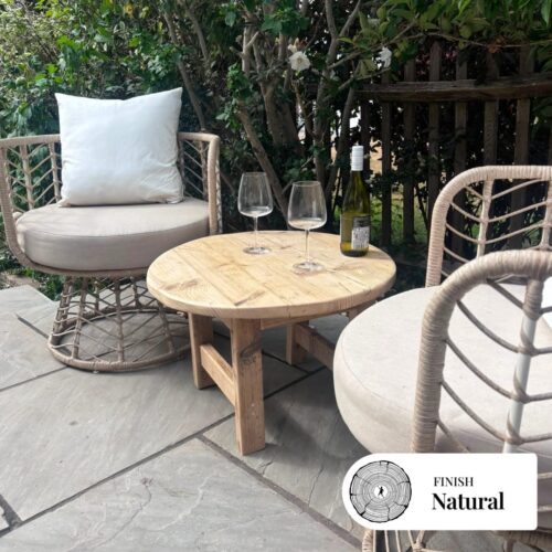 COPSEWOOD- Rustic Outdoor Coffee Table- Solid Reclaimed Wood Round Table- For Indoor Or Outdoor Use-Garden Use